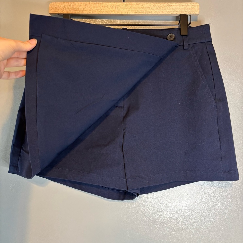 NWT J Crew sz 6 Wrap Front Mini Skort Bi-Stretch Cotton Navy Blue - Picture 3 of 6